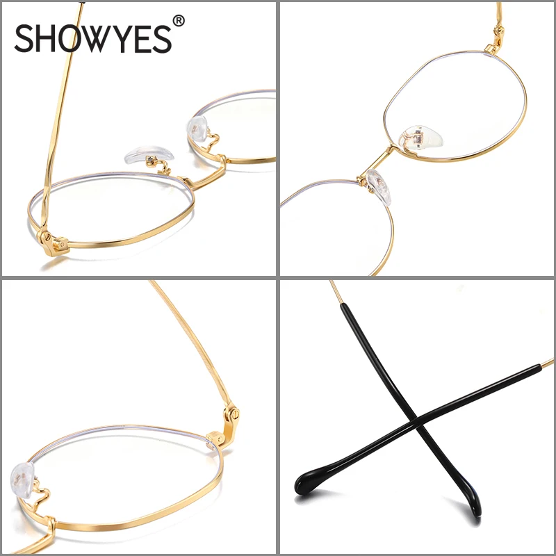 SHOWYES, новинка, антибликовые очки для женщин, Овальные, металлические, против излучения, компьютерный экран, прозрачные, большие размеры, винтажные очки 032