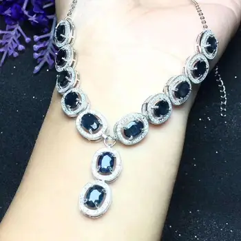 شراءالياقوت الطبيعي الحقيقي 100% قلادة قلادة الصلبة S925 فضة للنساء