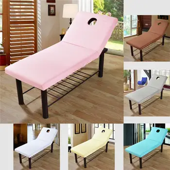

40 Solid Bed Sheet Beauty Massage Bed Fitted Cover Polyester Elastic Rubber Band Massage SPA Treatment with Breath Hole