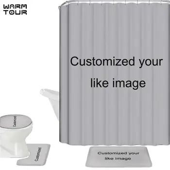

Customize 4pcs/set Bathroom Sets Shower Curtain Set Polyester Waterproof Bath Curtain