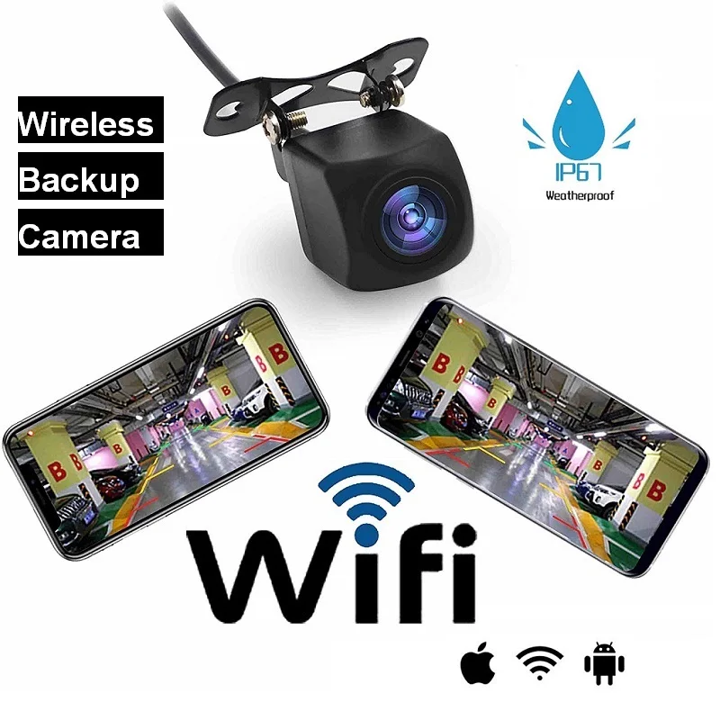 Wi-Fi резервная беспроводная камера заднего вида Автомобильная помощь при парковке Поддержка ночного видения Функция записи в приложении для iPhone/Android