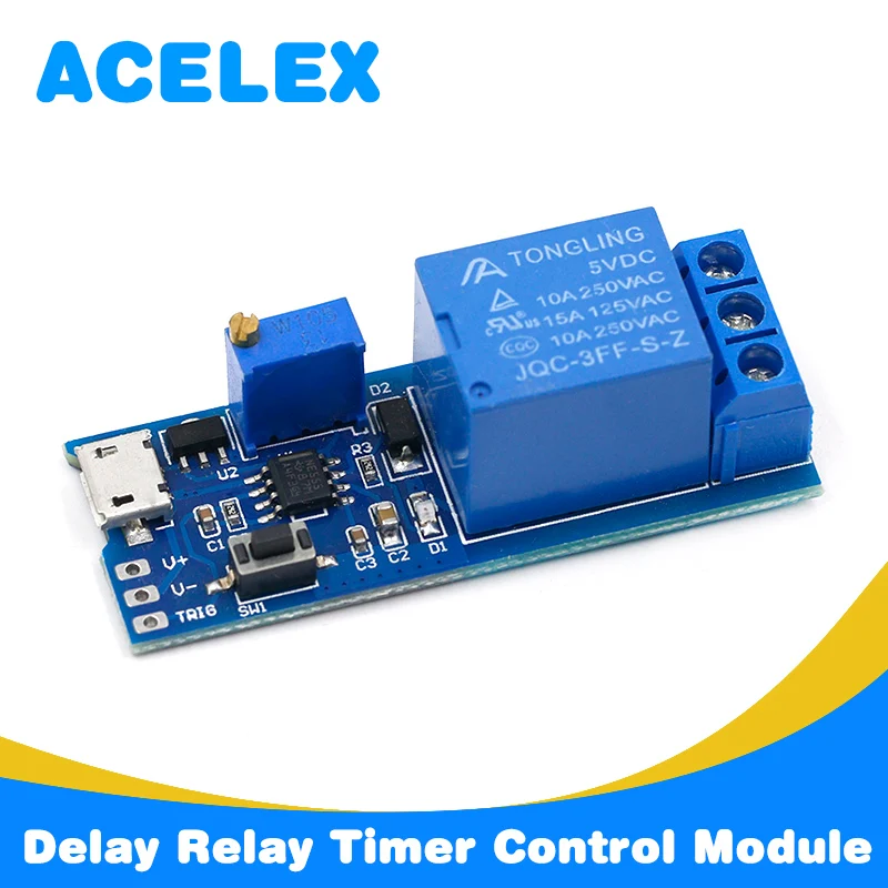

Smart Electronics 5V-30V Micro USB Power Adjustable Delay Relay Timer Control Module Trigger Delay Switch