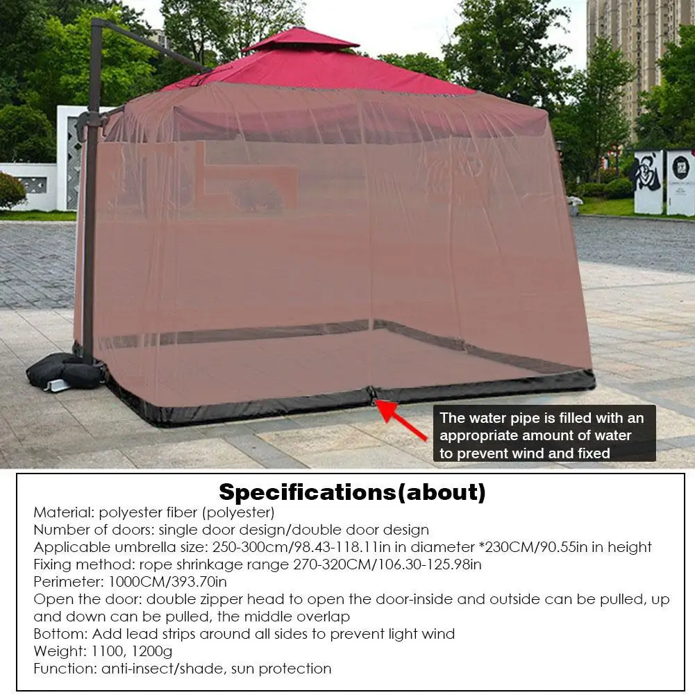 9/10FT Klamboe Paraplu Screen Cover 335X230Cm Outdoor Behuizing Bugs Muggen Patio Picknick Netto Cover