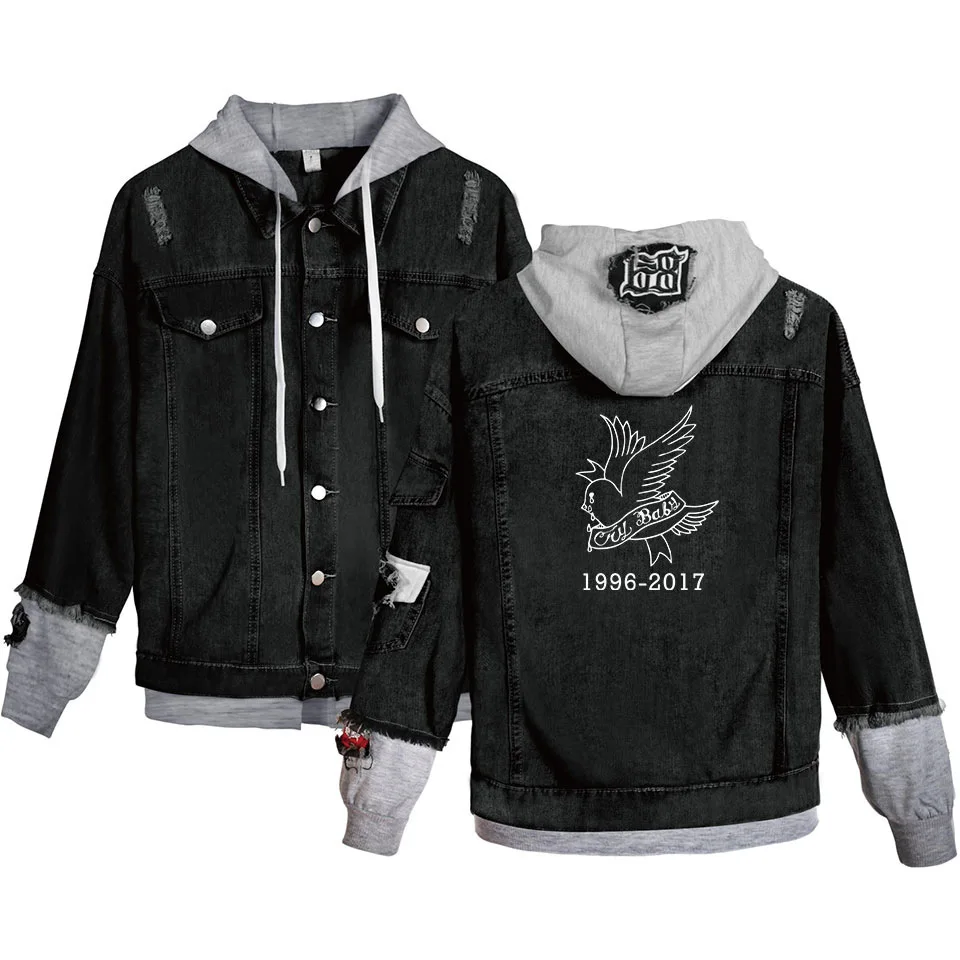 Lil Peep Jacket 16 WBDDT Love Lil, джинсовая куртка с открытым носком, мужское длинное пальто, теплая ковбойская поп джинсовая куртка, Мужская черная модная верхняя одежда 4XL - Цвет: Lil Peep Jacket 16