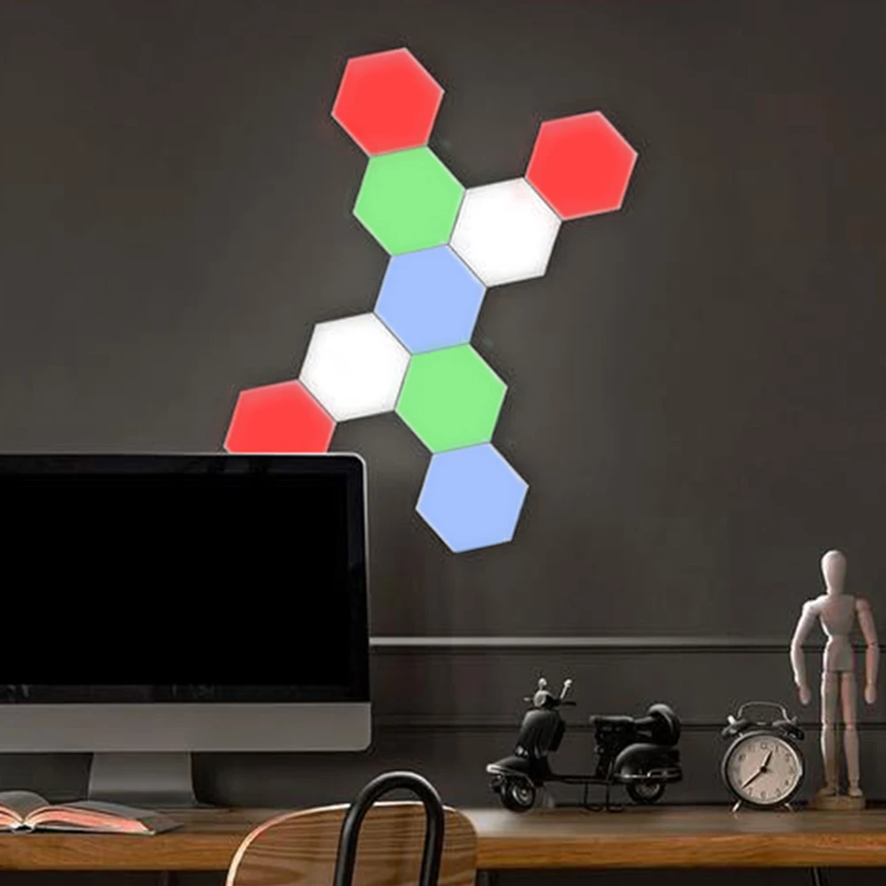 Креативный светодиодный шестигранный светильник RGBW Honeycomb светильник с сенсорным управлением потолочные лампы AC110-240V 3 Вт ABS Современная настенное освещение DIY Украшение