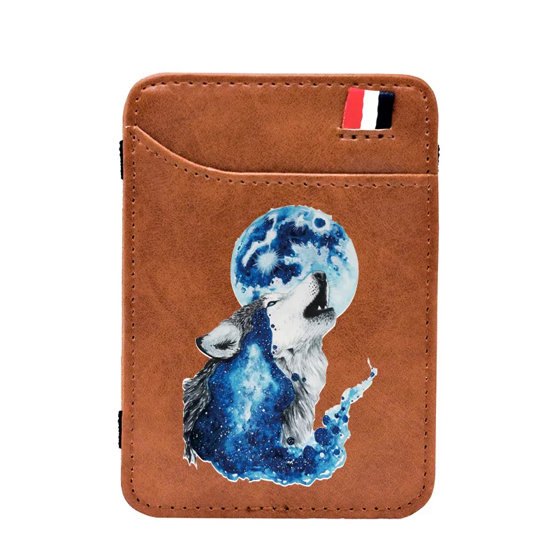 Классические Кожаные Волшебные кошельки с головой волка модные маленькие