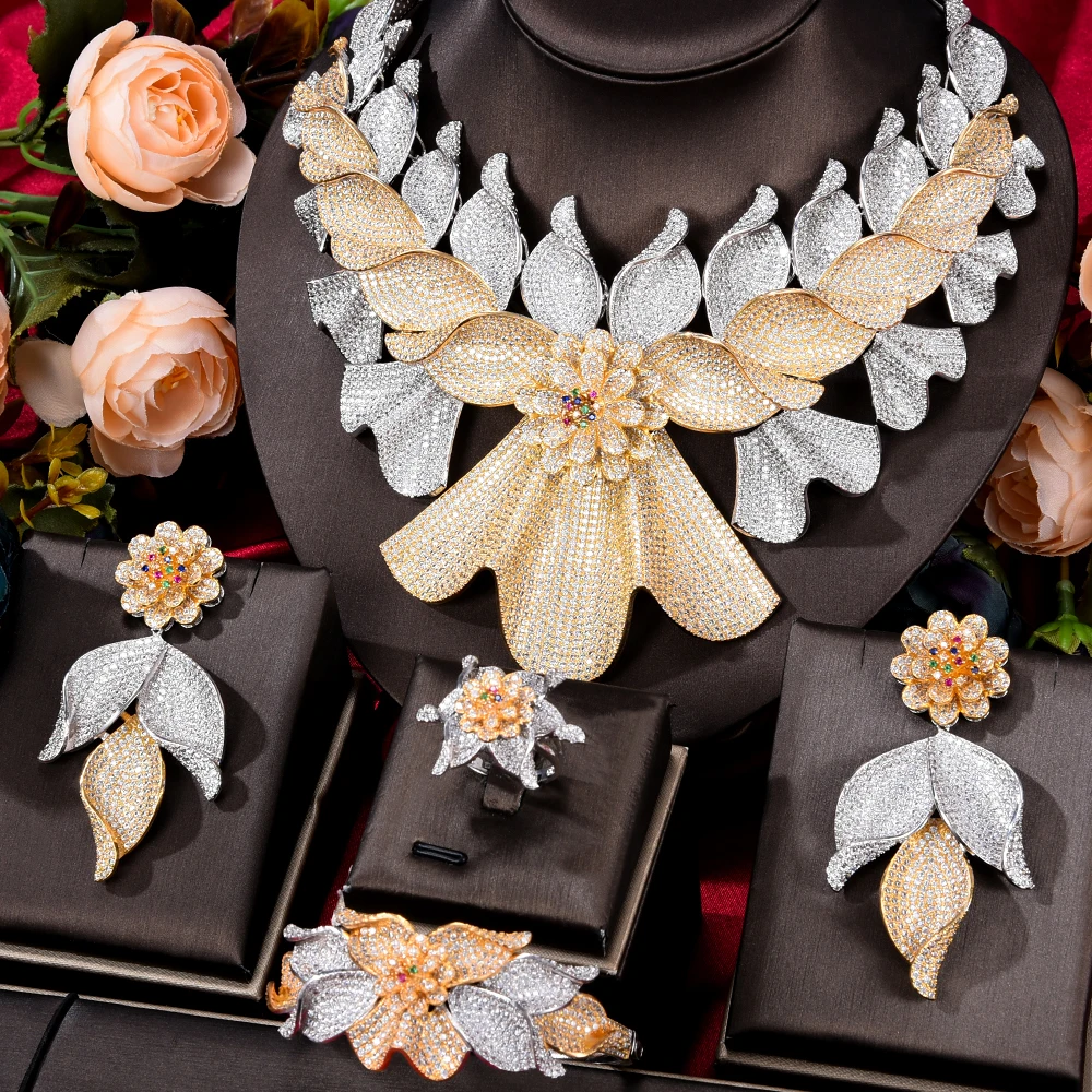 

GODKI Super Big Luxury 4PCS Flowers African Jewelry SetS For Women Wedding Cubic Zirconia Dubai Bridal SetS 2020 Costum Jewelry