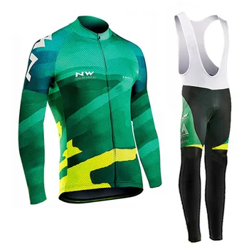

2020 Men Cycling Long Sleeve Jersey bib pants Sets Ropa Ciclismo Mountain Bicycle Clothing Breathable Road Bike wear s070927
