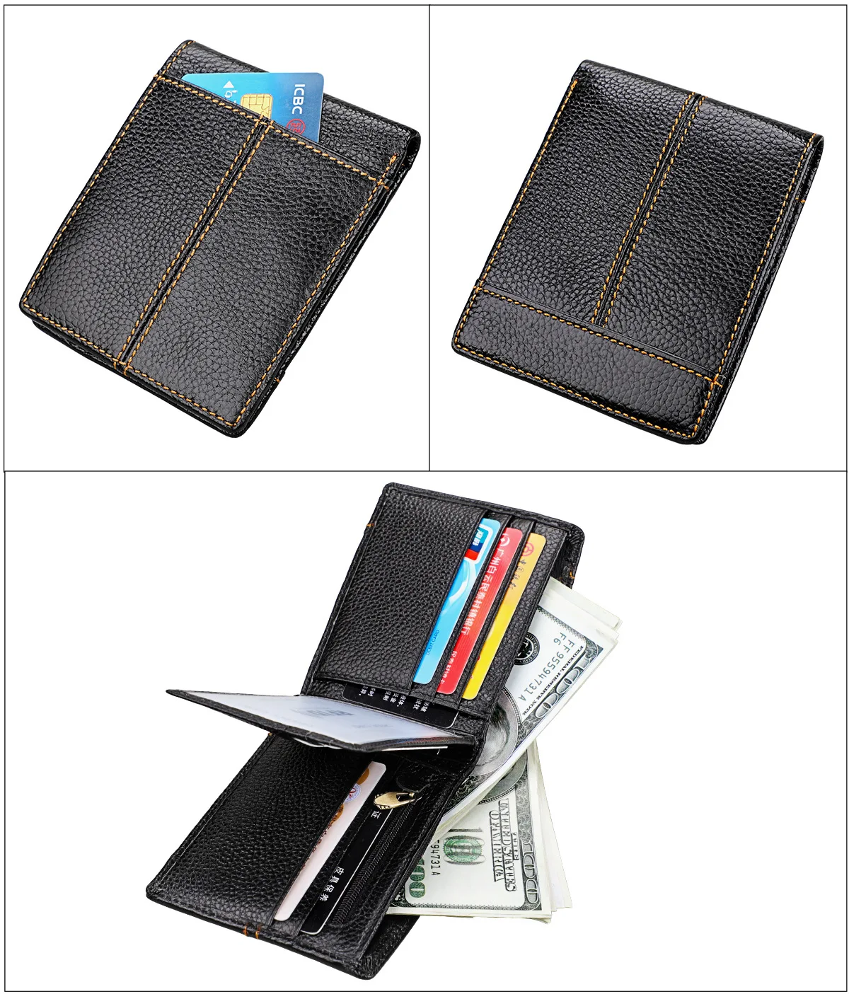 Ультратонкий дизайн мужской кошелек из натуральной кожи, волшебные Кошельки и портмоне на молнии, пластиковый чехол для кредитных карт, держатель для монет