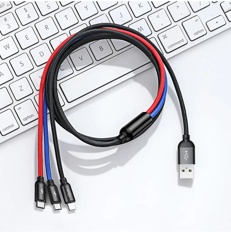 

3 in 1 USB Cable for Mobile Phone Micro USB Type C Charger Cable for iPhoneX Huawei Xiaomi Charging Cable Micro USB Charger Cord