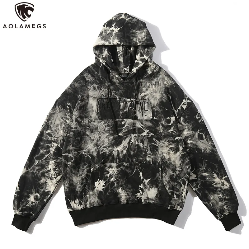 

Aolamegs Hoodies Men Colorful Print Men Pullover Casual Harajuku Oversize Drawstring Hooded Sweatshirt Hip Hop Streetwear Autumn
