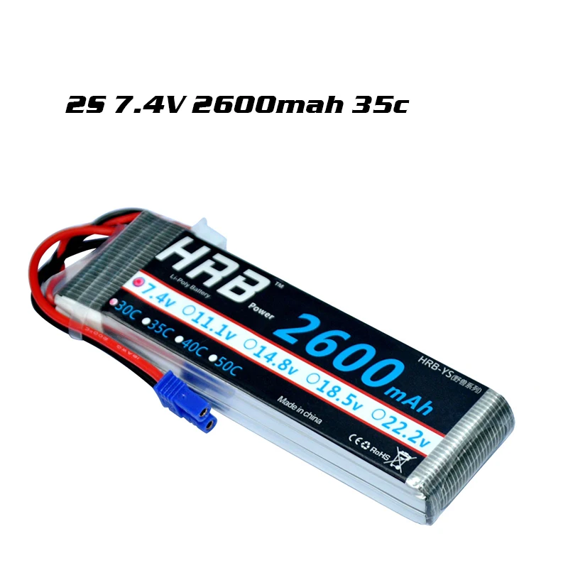 HRB RC Lipo батарея 2S 7,4 v 5000mah 6000mah 3300mah 2200mah 2700mah 2600mah 1800mah 4200mah 22000mah батарея для радиоуправляемого дрона - Цвет: 2600mah