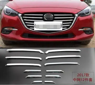 Передняя отделка решетки lane Легенда чехол для Mazda 3 Axela-, АБС, хром, 11 шт./компл., автомобильные аксессуары - Цвет: for 2017-2018