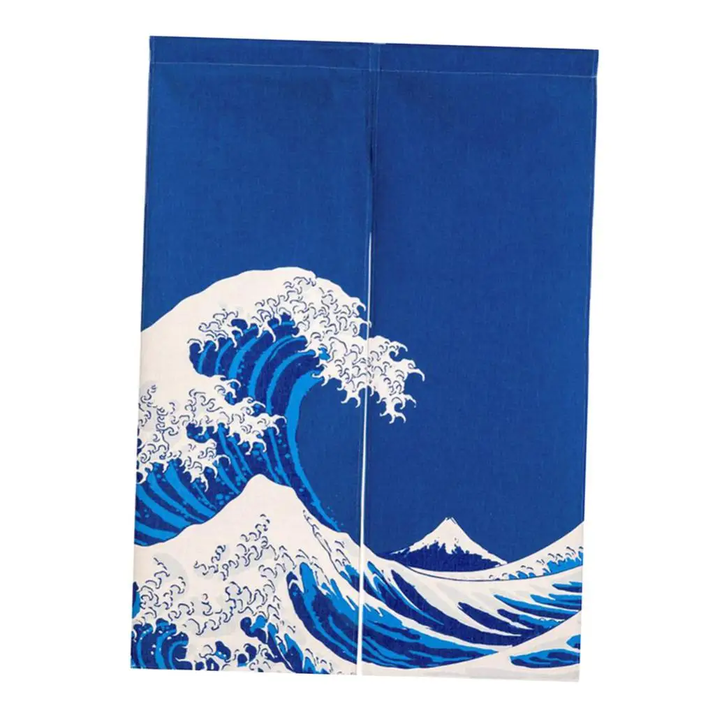 L Blue Wave Японская дверная занавеска длинная Норен половина кухонная занавеска настенный гобелен декор для кухонное украшение для дома кафе орнамент - Цвет: L Blue Wave