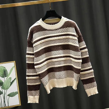 

Cthink Good Quality Winter Sweater Women Fashion Warm Striped Sweaters For Woman Office Lady Long Sleeve Female Sweaters Fall