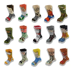 New Models Cartoon and Animation Fashion Trend Men and Women Socks Autumn and Winter Street Style  Middle Tube Skateboard Socks