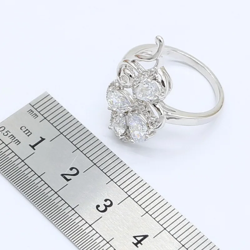 Персонализированные 925 Серебряные Ювелирные наборы для женщин Белый полудрагоценный браслет с камнями ожерелье кулон серьги кольцо подарок на день рождения