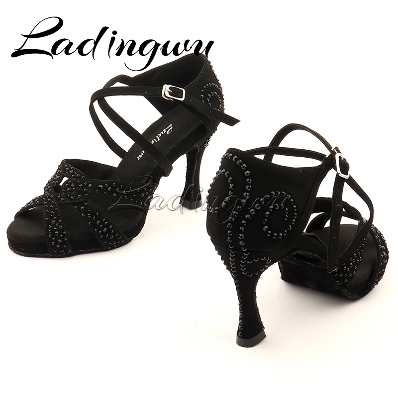 Black Rhinestone Latin Dance Shoes, dance shoes