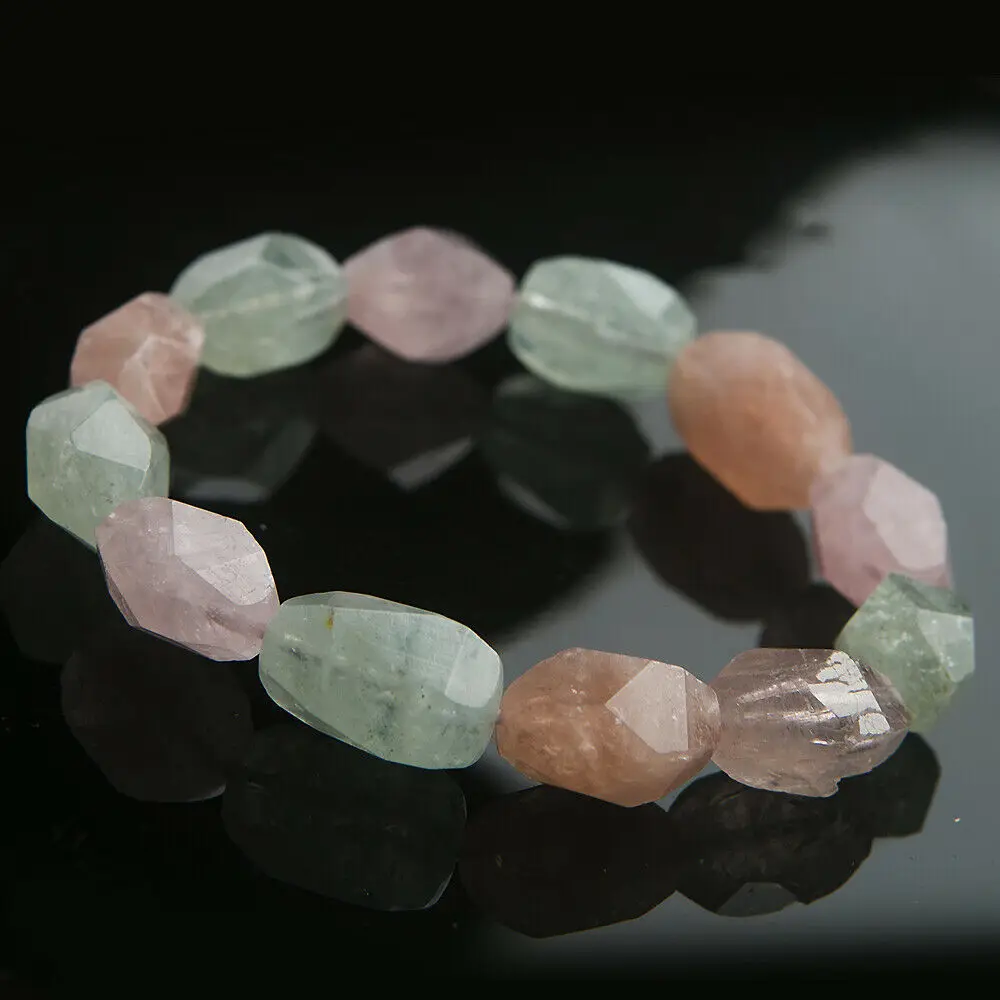 Top Quality Natural Colorful Morganite Quartz Crystal Clear Oval Cut Beads Beryl Women Men Bracelet Jewelry 18x11mm AAAAA