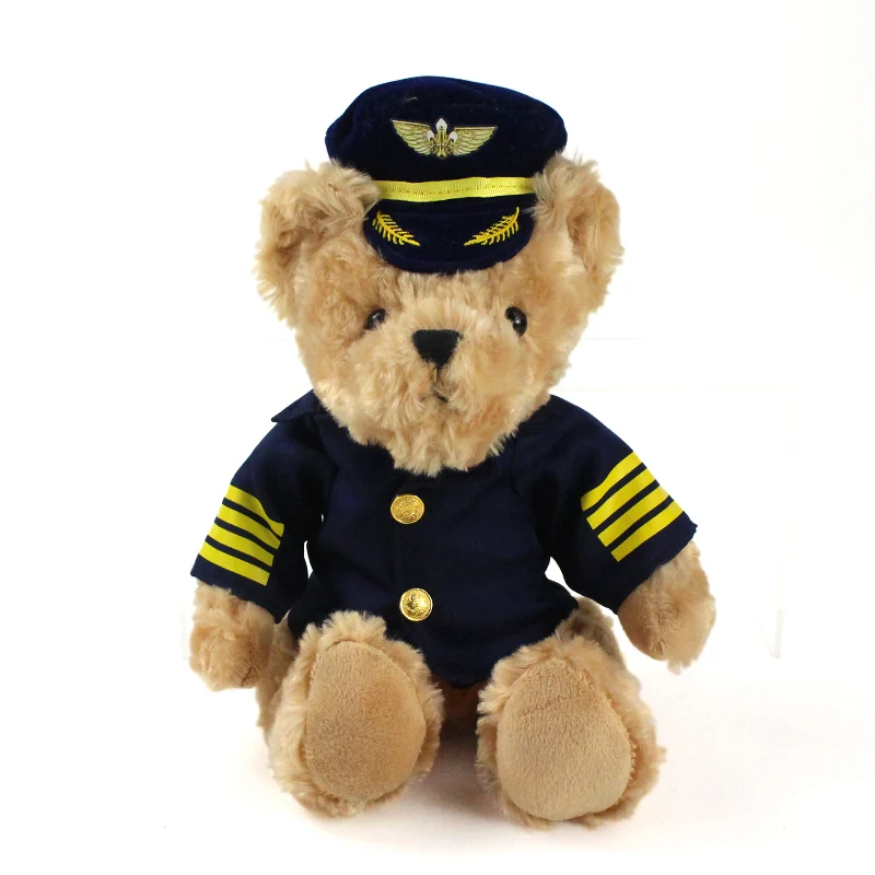 26-32cm High Quality Cute Pilot Teddy Bear Plush Toy Captain Bear Kawaii Doll 