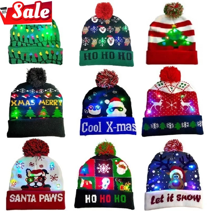 LED Christmas Hat Sweater Knitted 