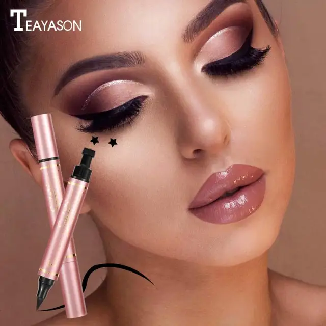 Waterproof Double Head Rose Gold Seal Eyeliner Triangle Eyeliner 2 In 1 Thin Wing Seal Black Eye Liner Makeup Cosmetics Tslm1 Eye Shadow Liner Combination Aliexpress