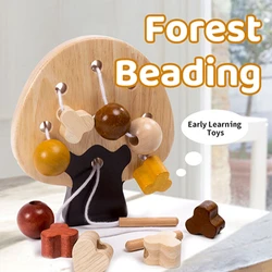 Juguetes educativos creativos para niños, juguetes de ayuda para la enseñanza temprana, con cuentas de bosque geométrico de madera, para guardería