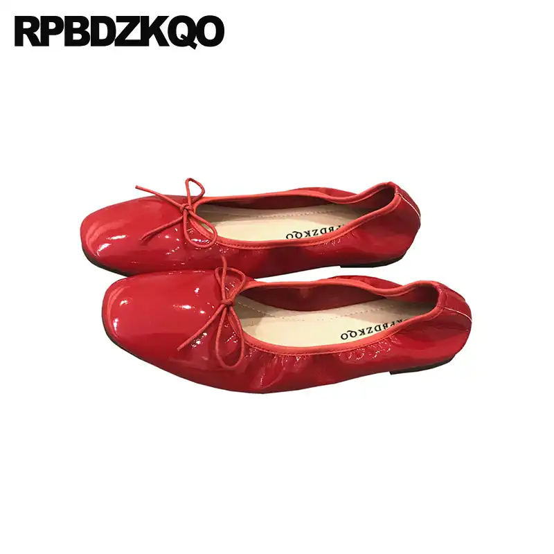 red patent leather flats womens