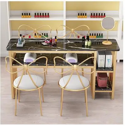 US $309.60 Nail table single European minimalist nail table net red double nail table and chair set economical nail shop table