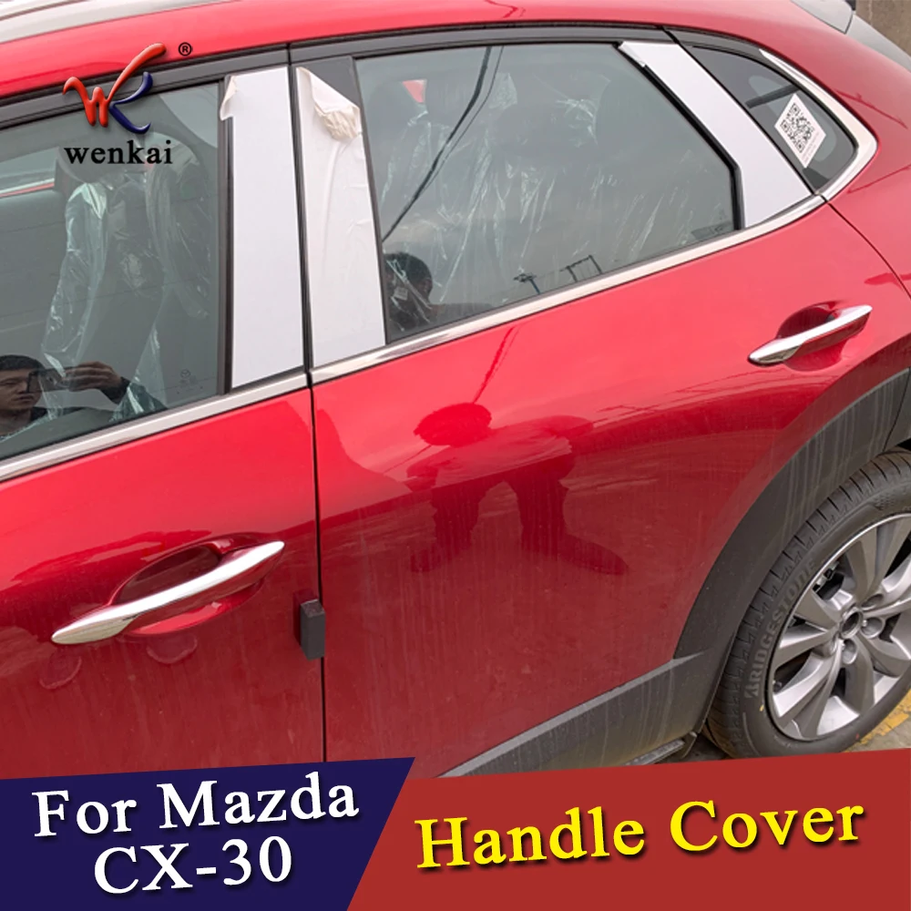 Für Mazda CX30 CX-30 2020 2021 ABS Chrom Seitentürgriff Abdeckung Aufkleber Rahmen Aufkleber Trim Set HZHAOWEI Außen Auto Türgriff Abdeckung 