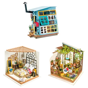 

Robotime DIY Wooden dollhouse Miniature Toys For Children girls boys