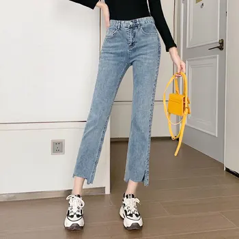 

Female High Waist Jeans Women's Spring New Style Elegant Loose Thin Straight Casual Pants Elastic Waist Plus Size Woman