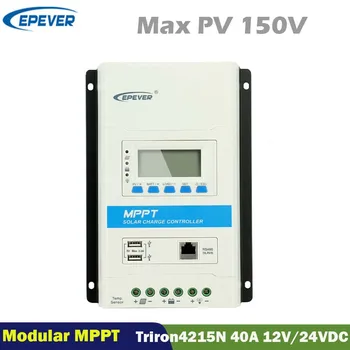 

EPever 40A Triron4215N Modular MPPT Solar Charge Controller 12V24VDC Max.150V PV input LCD Display Panel Regulator Controller