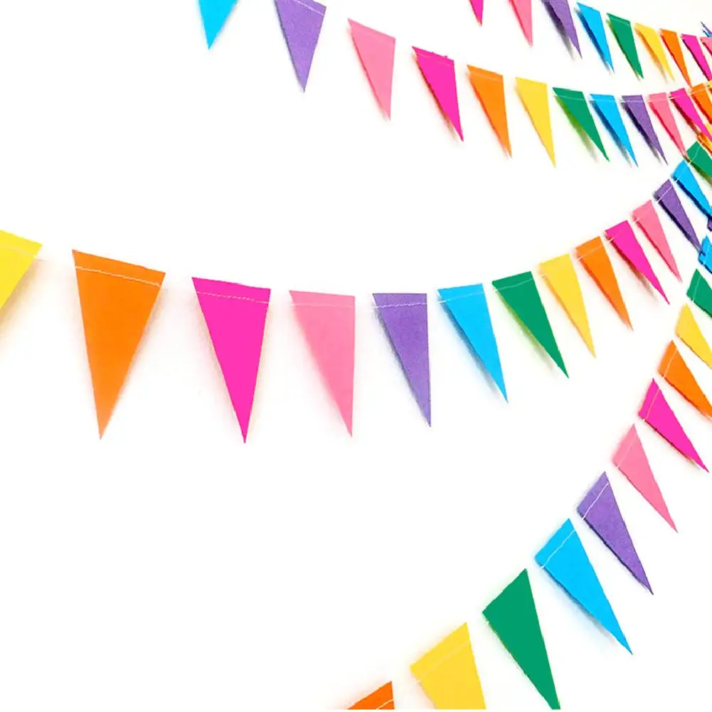 

4M Multicolor Pink Blue Paper Triangle Garland Banners Curtain For Girl Boy Baby Shower Birthday Party Hanging Room Decoration