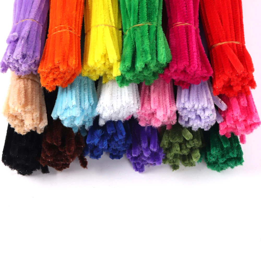 25/50/100 шт 6 мм смешанный цвет Chenille стебли для чистки трубок детские развивающие игрушки плюшевая палочка DIY искусство Ремесла поставок L0209