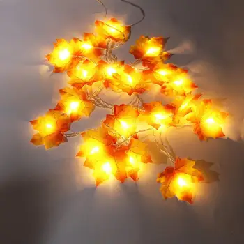 

1-4M 10-40 LEDs Maple Leaves Shape LED String Light Christmas Halloween Fence Party Stair Railing Decoration Battery Box