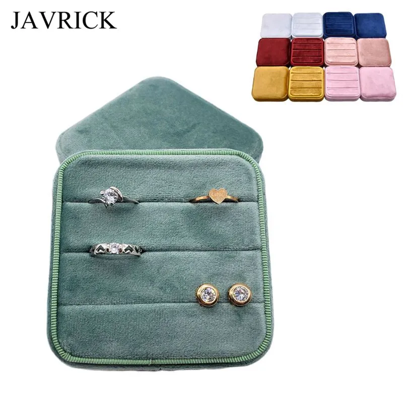 Бархатная коробка для колец квадратная винтажная свадебной церемонии со съемной