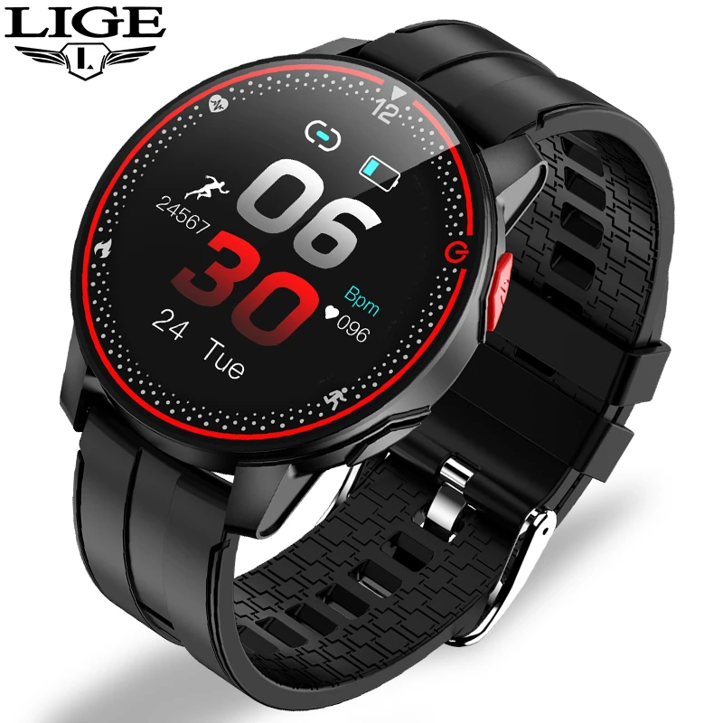 LIGE IP68 Waterproof Smart Watch Men Sports Fitness Tracker Heart Rate