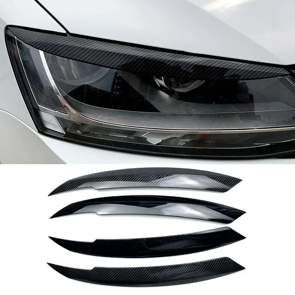 Для Volkswagen VW Jetta MK6 углеродное волокно+ черный глянец автомобильные аксессуары фары лампа Брови Веки Накладка полосы наклейки