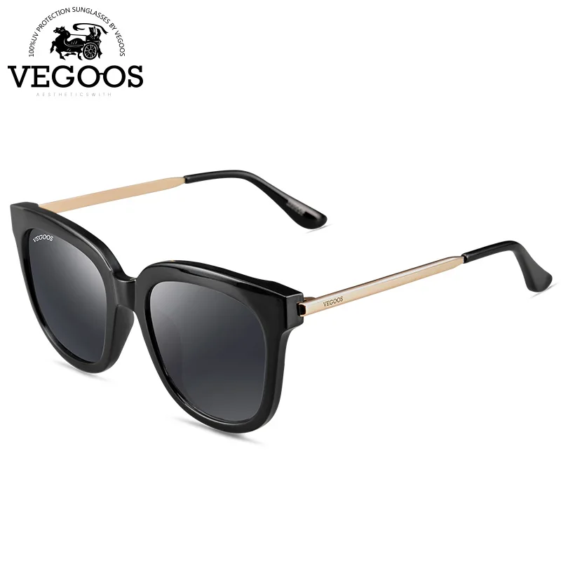 VEGOOS, женские солнцезащитные очки, поляризационные, защита UV400, модная квадратная оправа, дизайнерская, для вождения для путешествий, Lentes de Sol Mujer#9073 - Цвет линз: Grey Lens