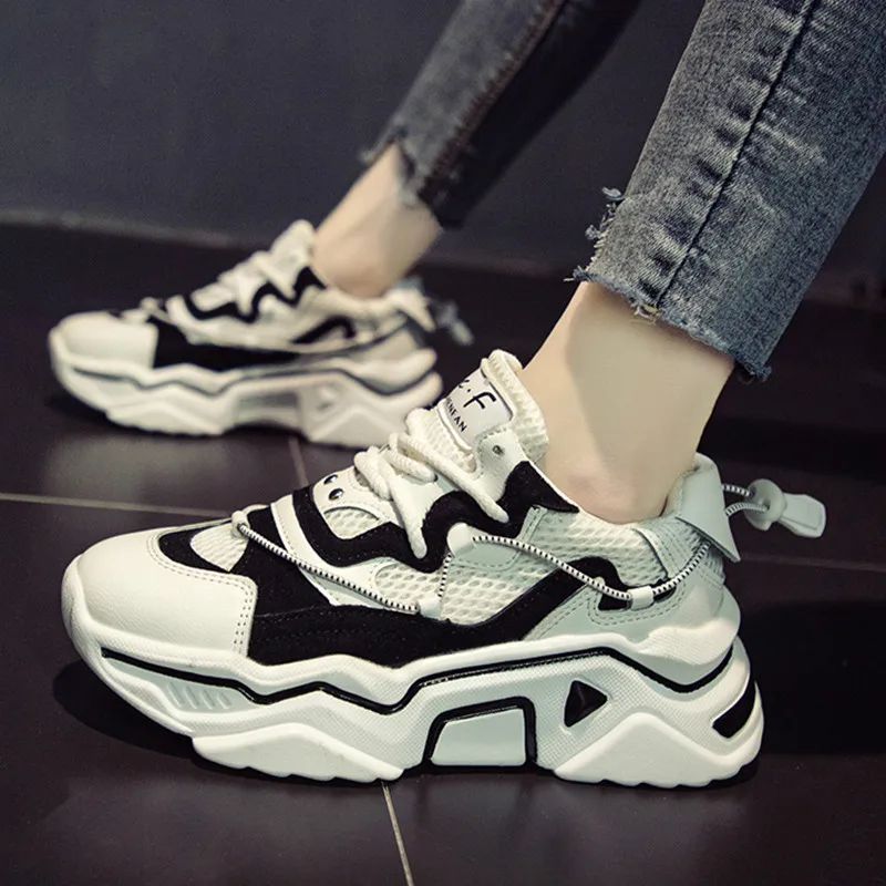 

Woman Sneakers Women Trainers Autumn Black White Sneakers Fashion Casual Chunky Sneakers chaussures femme tenis feminino K5-06