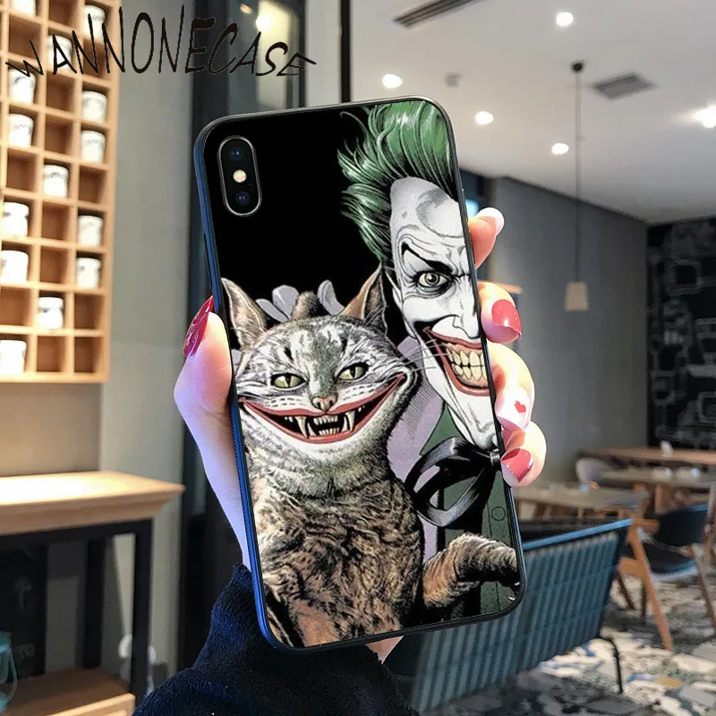 Seni Komik Joker Hitam Soft Shell Penutup Telepon untuk iPhone 8 7 6 6S Plus X XS MAX 5 5S SE XR 11 11pro Promax Ponsel