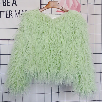 Light Green ZADORIN красочное Бохо меховое пальто из искусственного меха размера плюс женские меховые пальто осень зима розовый искусственный мех мохнатая куртка fourrure bontjas - Цвет: Light Green
