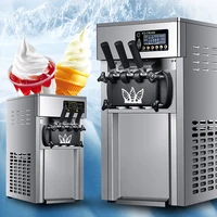 ZM-A168 Ice Cream Machine 16-18L/H Commercial Desktop Small Three-color Soft Ice Cream Machine 1200W Ice Cream Cone Machine 1