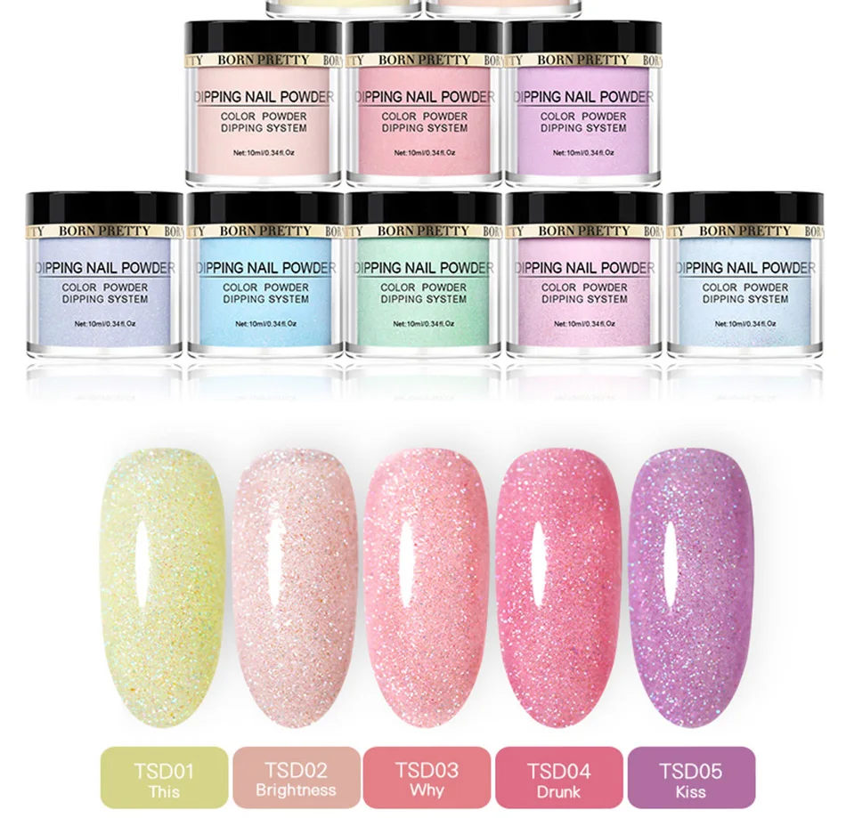 BORN PRETTY Natural Dry Dipping Nail Powder 10 ml Translucent Starlit Dip Nail Glitter Dust Power Manicure Nail Art Decoration