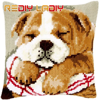

Cross Stitch Cushion Snow Wolf Moon Make Your Own Pillow Chunky Cross Stitch Kits Pre-Printed Canvas Acrylic Yarn Pillow Case