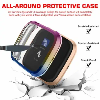 

360 Degree Protection Cover For Fitbit Versa 2 Band Case Plating For FitBit Versa/Versa2 Accessories Screen Protective Case
