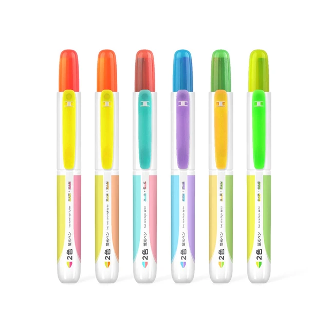 6Pcs/set Retractable Highlighters Refillable Pastel Highlighter Pen  Fluorescence Markers for Journaling School Office Supplies