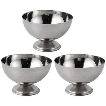 

3PCS Stainless Steel Cup Salad Cold Drink Ice Cream Cup Dessert Stainless Steel Multi-Function Multi-Purpose Cup