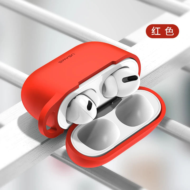 USAMS чехол для наушников для Airpods Pro, чехол для наушников, высокое качество, мягкий силиконовый простой защитный чехол с крючком - Цвет: 5